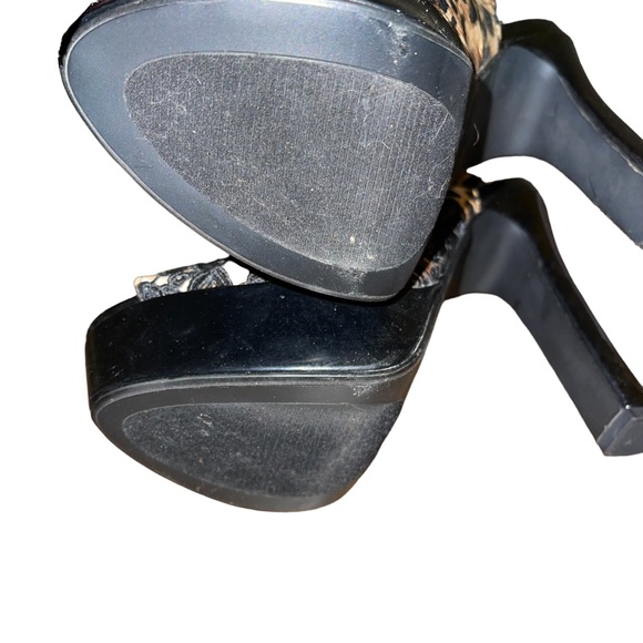 Quips Women’s Slingback Open Toe Platform Heels Leopard Lace Overlay Size 7 - Picture 5 of 8